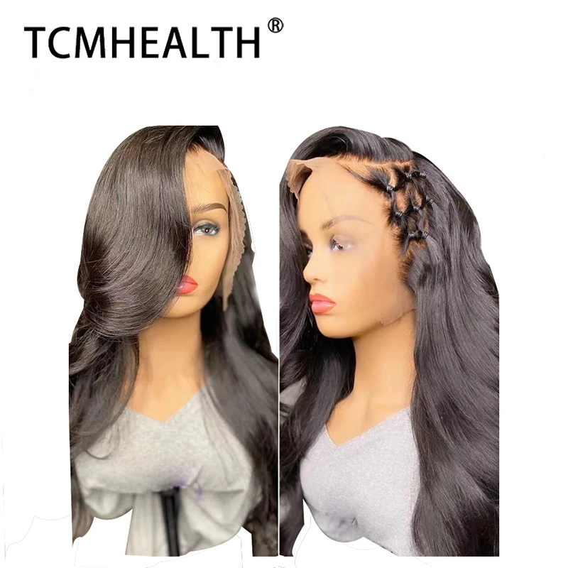 

TCMHEALTH Wig Net Red Big Hot Rose Net Front Lace Wigs Chemical Fiber Headgear Front Lace Long Curly Hair
