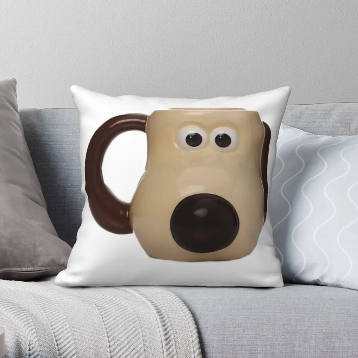 

Наволочка с кружкой-мемом Gromit, полиэстер, лен, бархат, креативное украшение на молнии, наволочка для комнаты