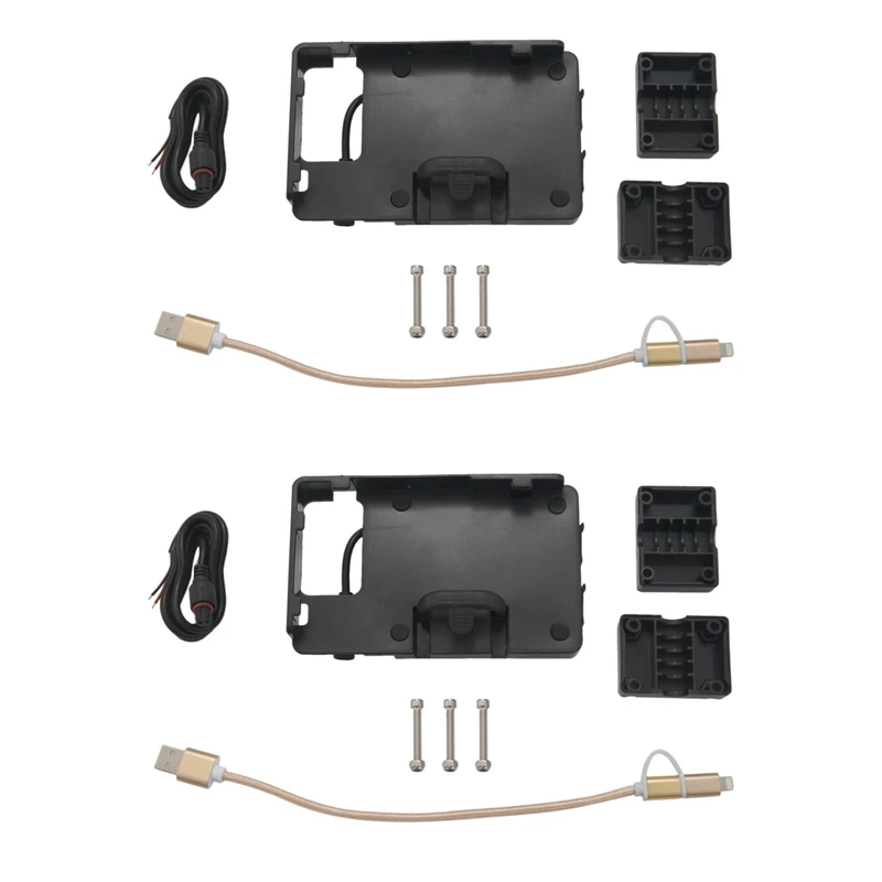 

2X Motorcycle Navigation Bracket ABS, Mobile Phone Usb Charging Black Mount For Bmw R1200gs F800gs Adv F700gs R1250gs