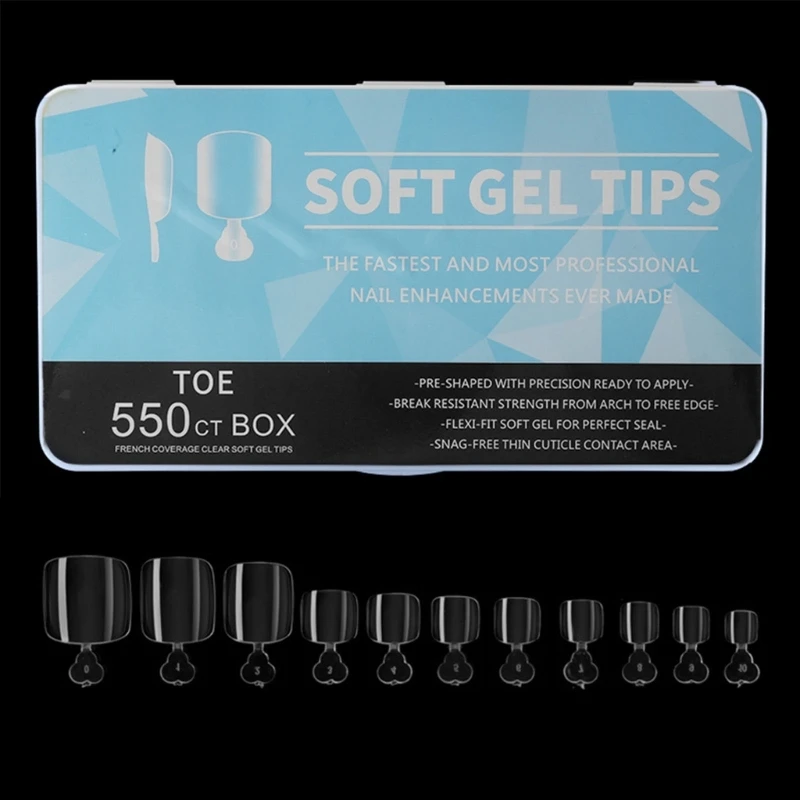 

550 шт., Акриловые искусственные ногти в коробке, 10 размеров