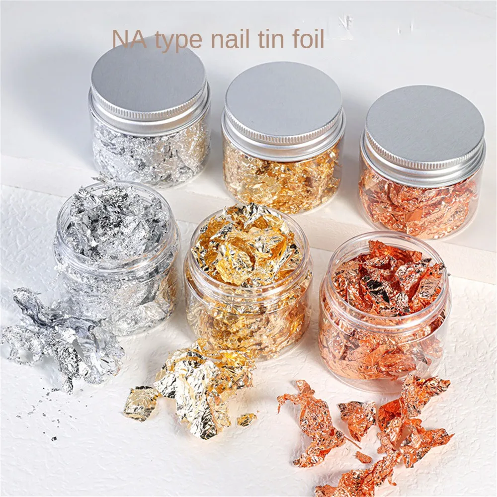 

Maiye Tin Foil Shard Sticker Sequins Nail Polish Gel Decoration Nail Accessories Gold Foil Paper Gold Silver Tin Foil Fragments
