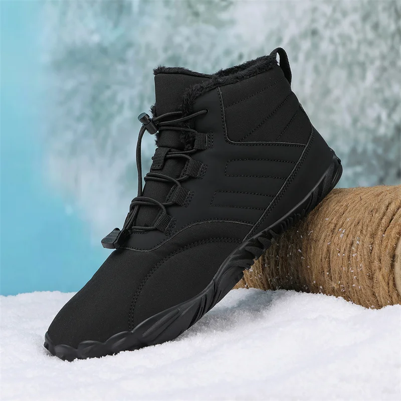 

Men Winter snow boots Outdoor Warm Plush Boots for Men Flat Casual Boots Men Comfort Slip-on black Men Winter cotton Shoes