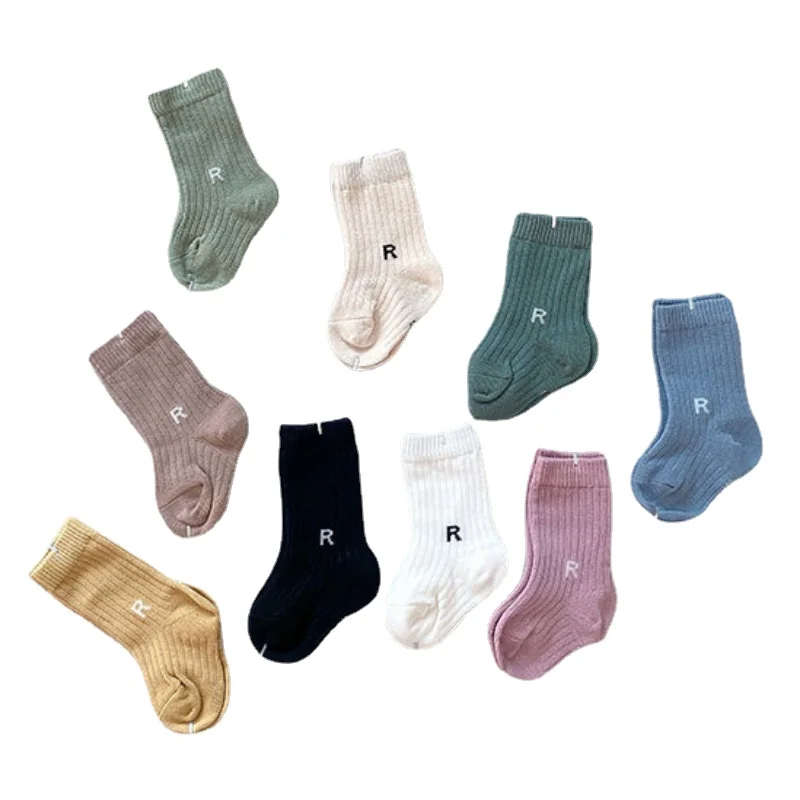 

Letters R Cotton Sports Cocks for Baby Kids Solid Color Socks for Boys Girls Slouch Socks Newborn Baby Toddler Socks 0-6Y