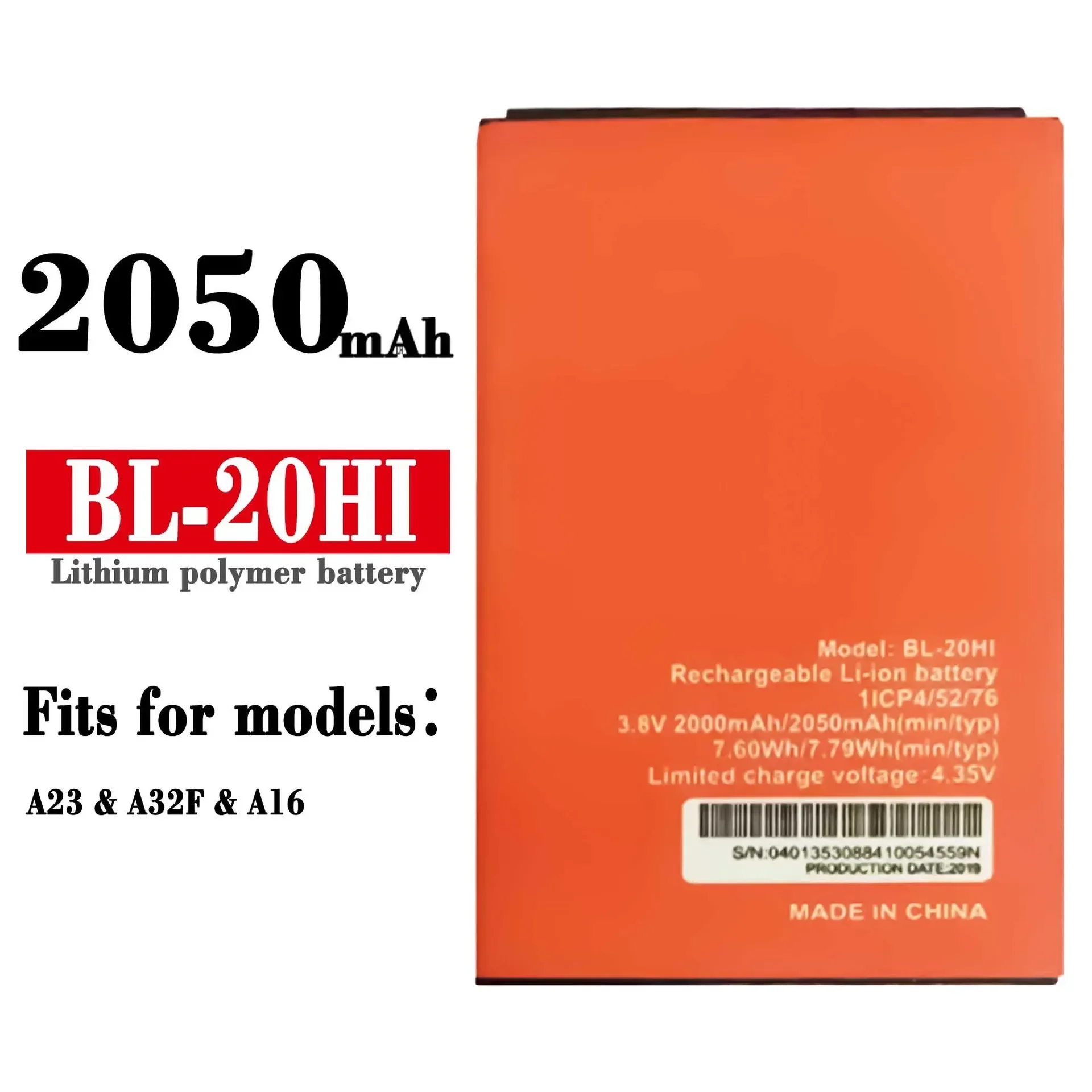 Сменный аккумулятор для мобильного телефона Itel A23 A23F A16 BL-20HI 2050 мАч встроенный