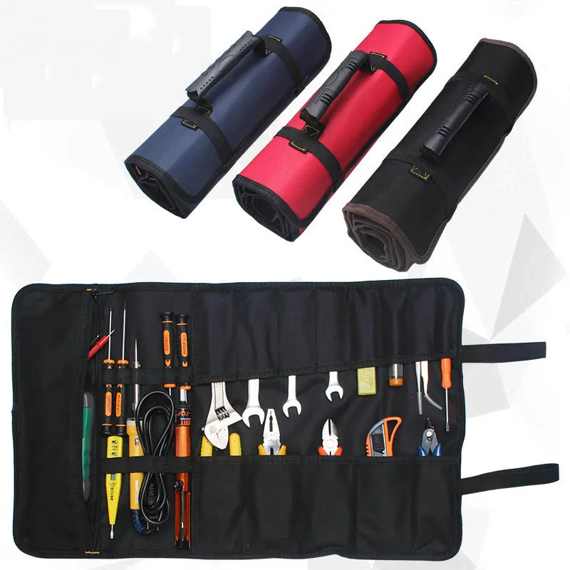 ZK30 Folding Roll Bags for Tool Multifunction Tool Bags Practical Carrying Handles Oxford Canvas Chisel Tool Instrument Case