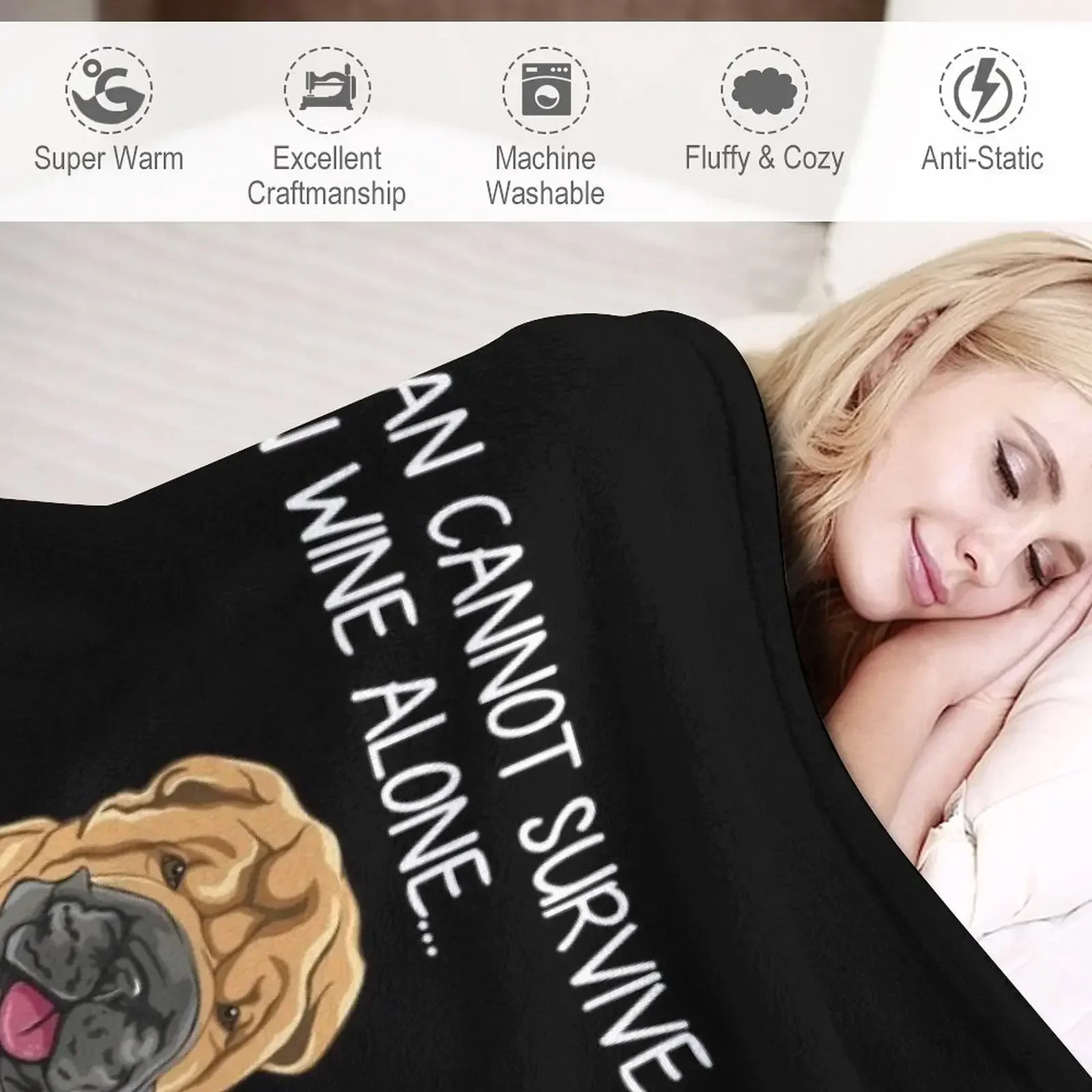 Шарпей и вино Забавная собака пледы диваны одеяла для кровати