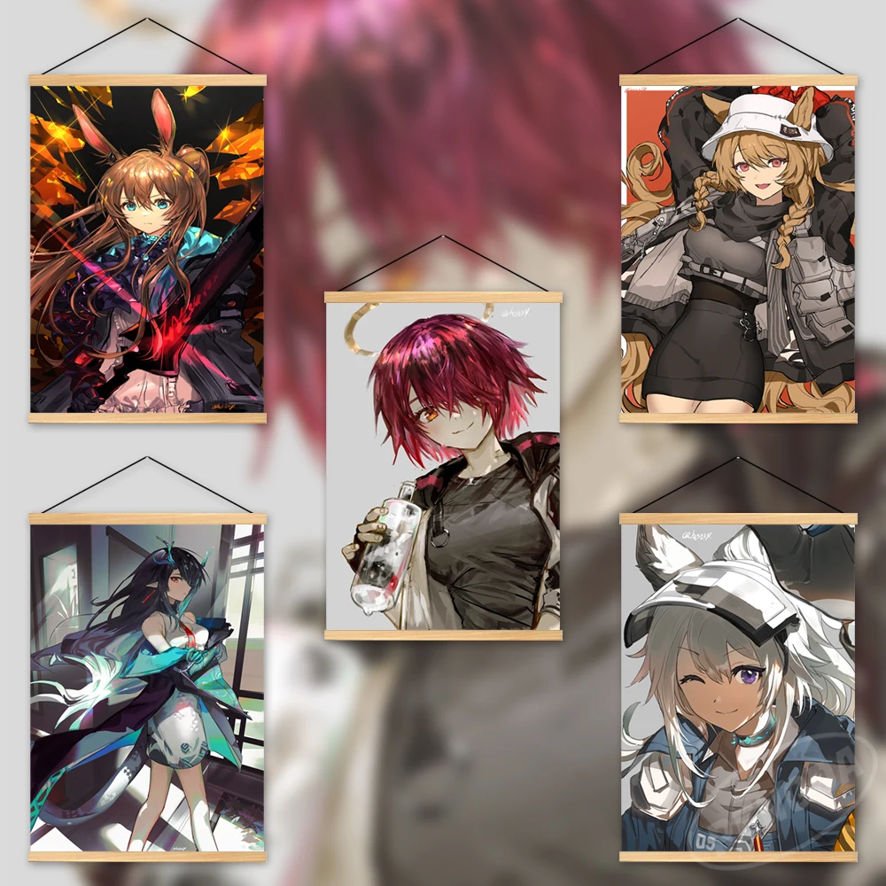 

Wall Arknights Art Exusiai Canvas Game Pictures Amiya Poster Mostima Wooden Hanging Painting Print Home Decoration Living Room