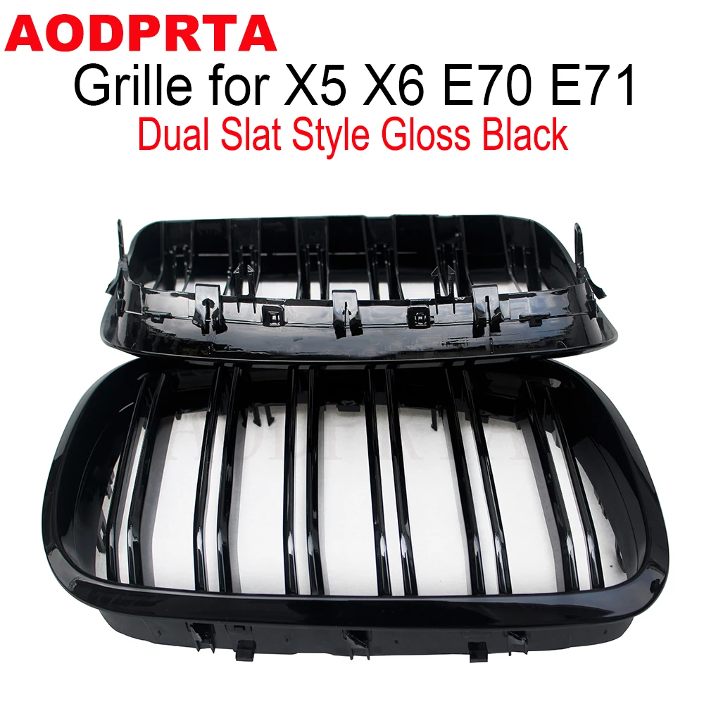 E70 E71 Решетка ABS Глянцевая черная сетка переднего бампера для BMW X5 X6 xDrive30i xDrive35i