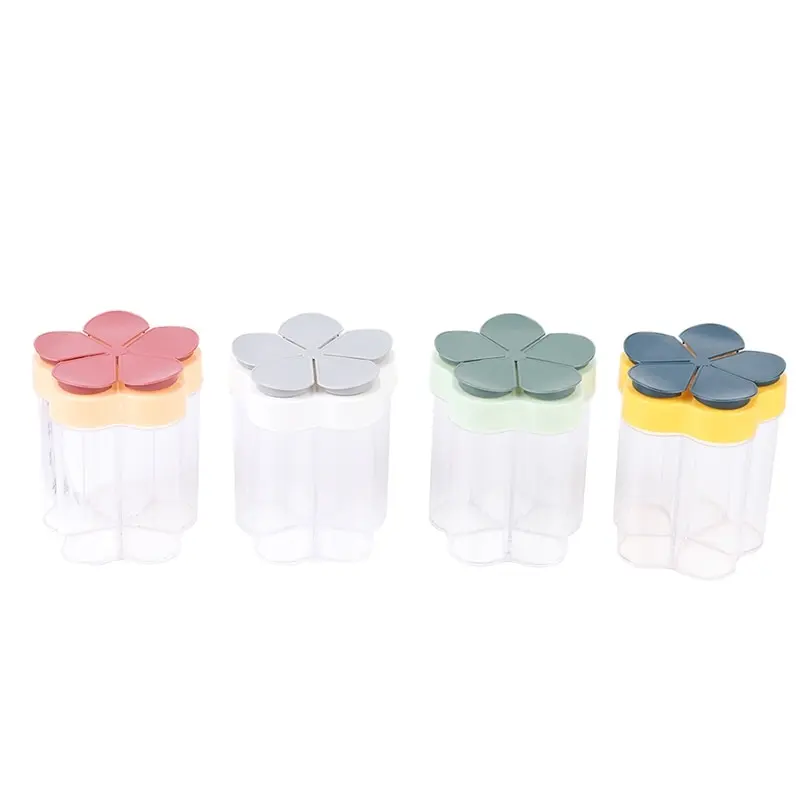 

5 In 1 Plastic Salt And Pepper Shaker Transparent Spice Dispenser 5 Compartment Seasoning Jars Spice