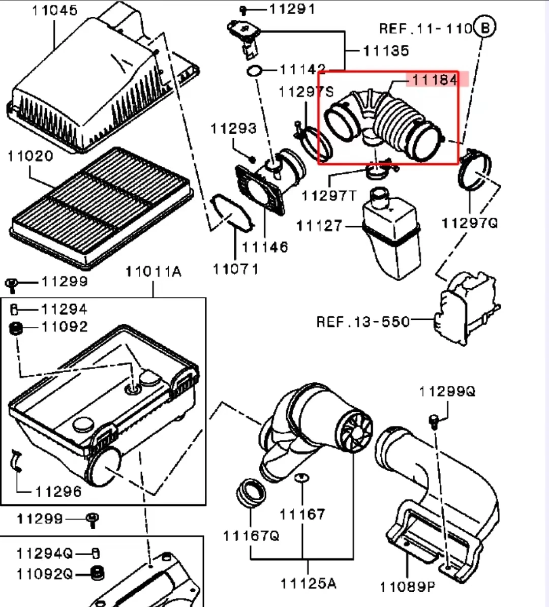 Воздухозаборный шланг для Mitsubishi Pajero V97 V87 6G75 двигатель 1505A193