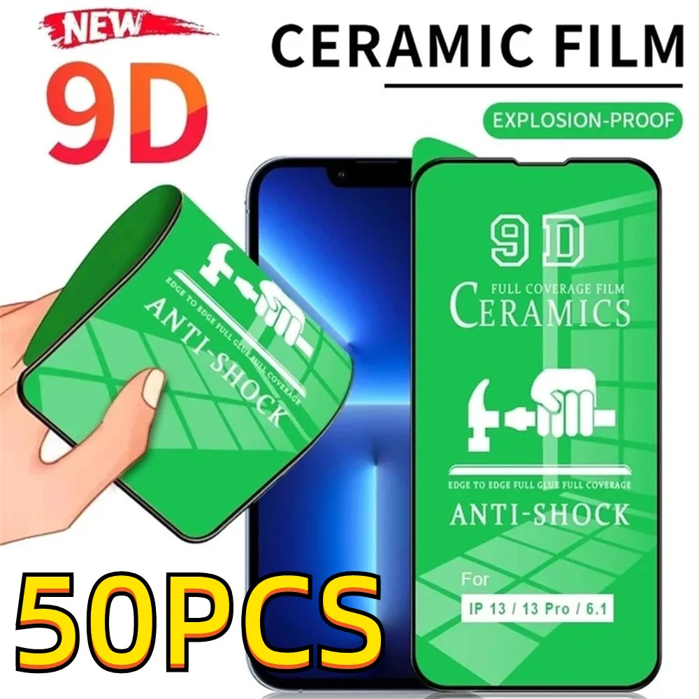 50pcs 9D Matte Soft Ceramic Protective Film For iPhone 14 13 12 11 Pro Max XR XS Max 8 7 6 Plus SE Full Cover Screen Protector
