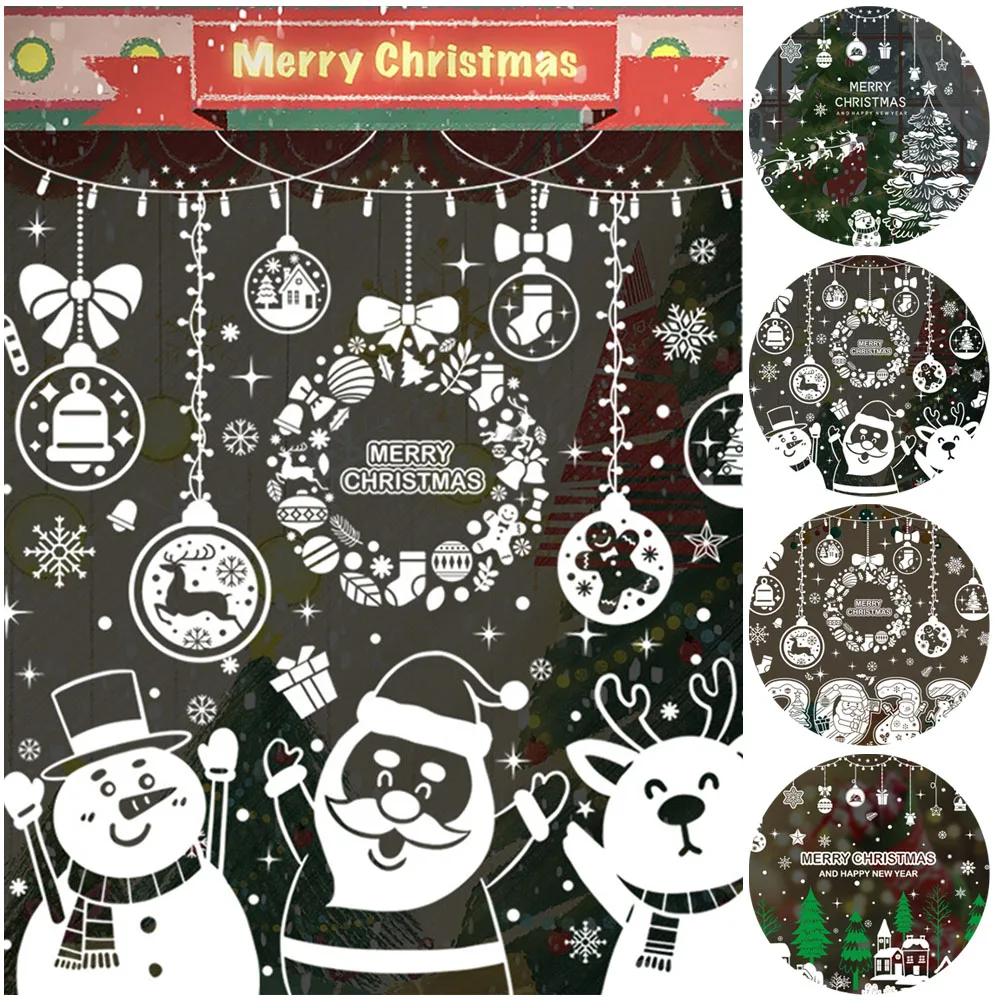 

Рождественская Настенная Наклейка s электростатическое окно стеклянная наклейка Санта-Клаус Лось подарок Счастливого Рождества Декор для ...