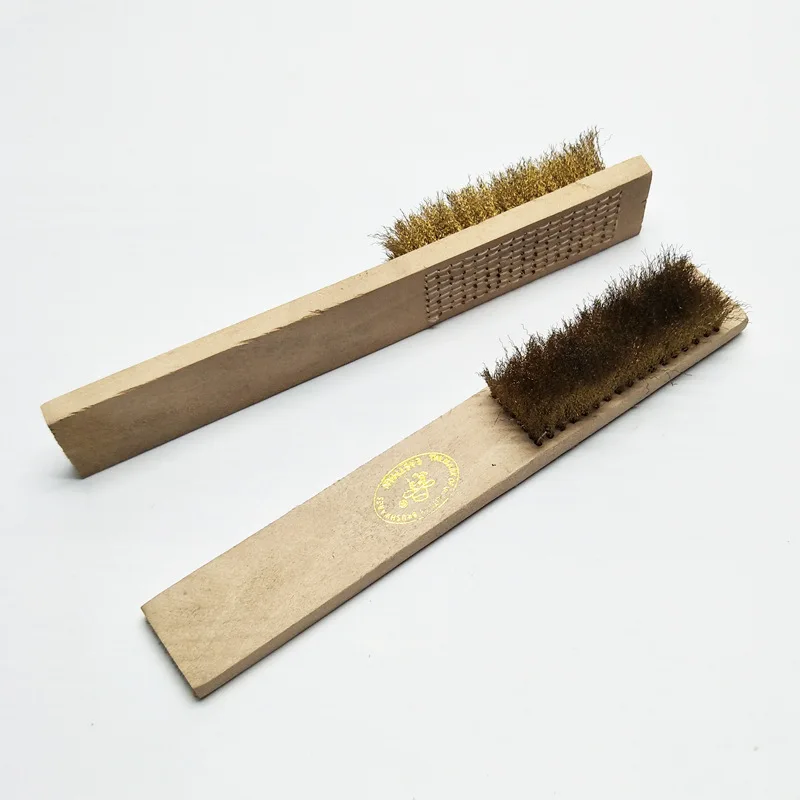 

Brass Copper Wire Brush with Wooden Handle for Jewelry Gold Silver Metal Rust Paint Removal Polishing Cleaning Finishing DIY
