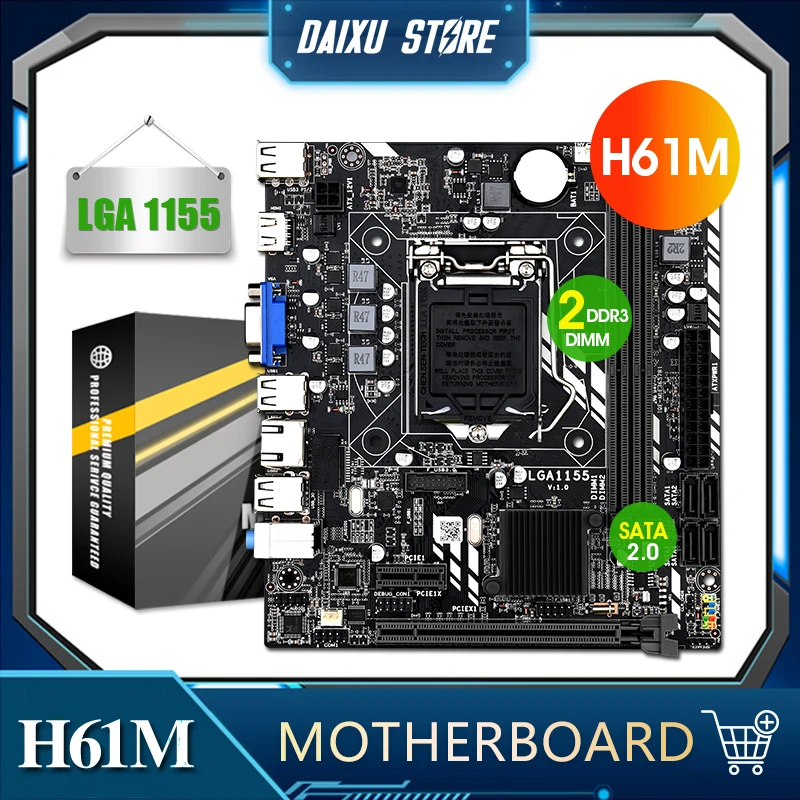 

H61 Motherboard M-ATX LGA1155 DDR3 Mainboard VGA HDMI SATA2.0 USB2.0 for Core i7 i5 i3