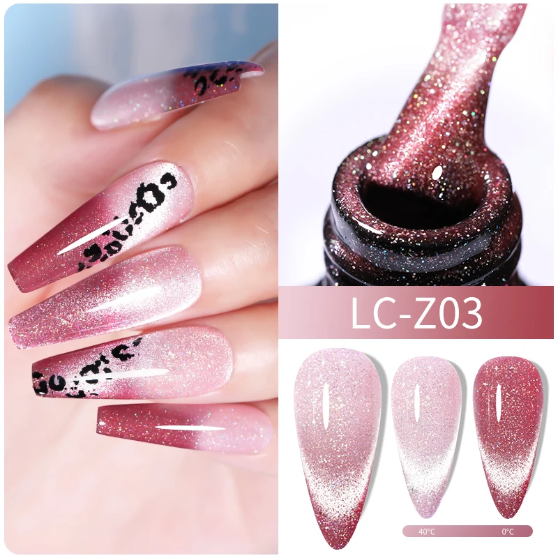 

LILYCUTE термальный нюдовый розовый снежный Кот волшебный гель лак для ногтей синяя светящаяся температура меняющий цвет эффект гель для ногте...