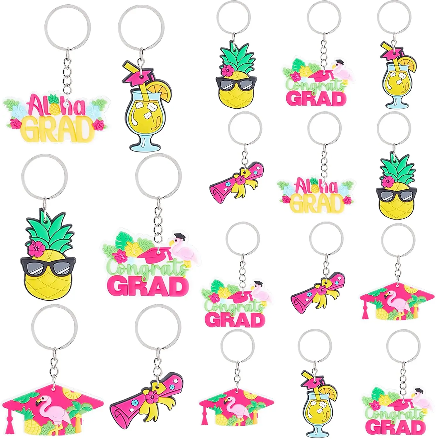 

18 Pcs Aloha Grad Party Favors Keychains Congrats Grad Keyring Gifts for College High School Graduation Party Supplies Souvenirs