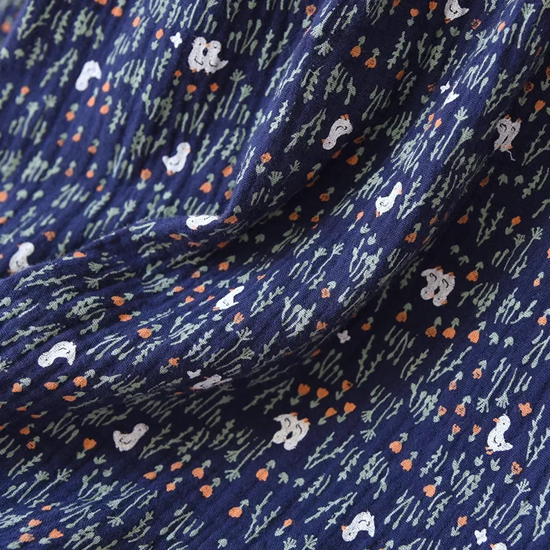 Женская хлопковая ночная рубашка с длинным рукавом простой двухслойный газовый