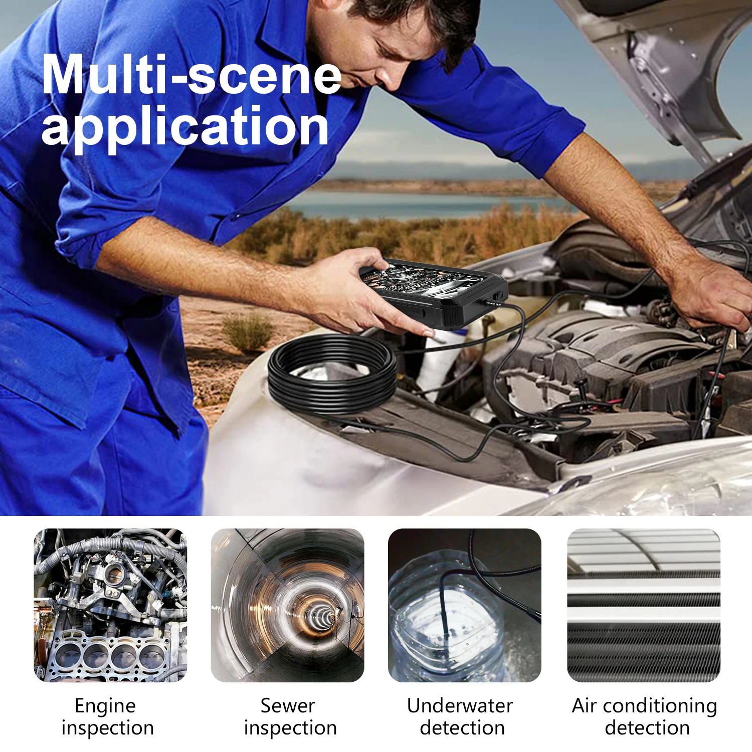 8 мм 10 м 5-дюймовый экран Ips Двойной объектив видео проекскоп автомобильные