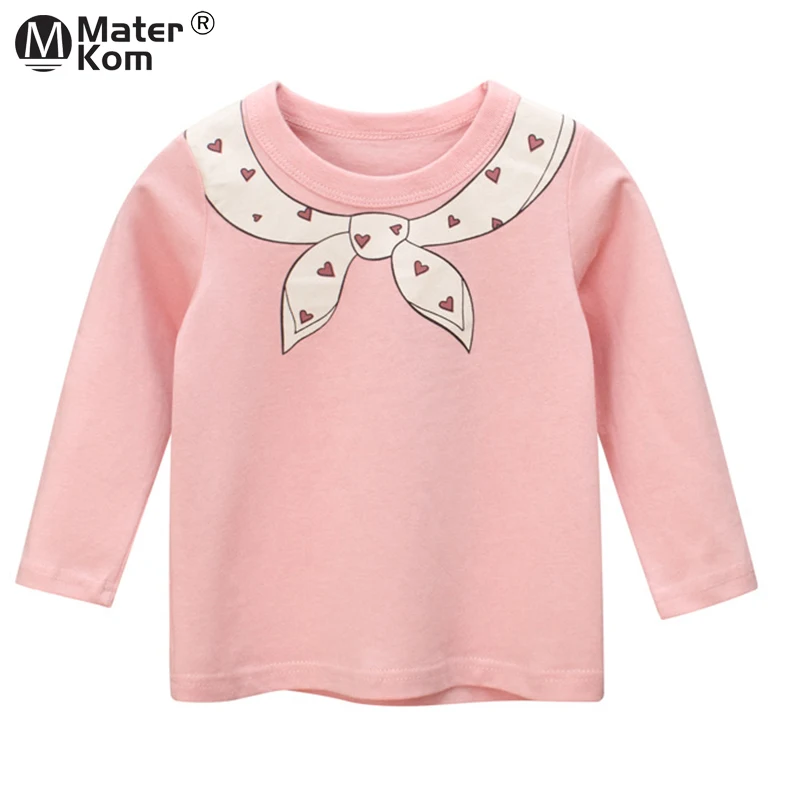 

Футболки с принтом галстука-бабочки, весенние повседневные хлопковые футболки, детская одежда, топы с длинным рукавом для девочек, модная о...