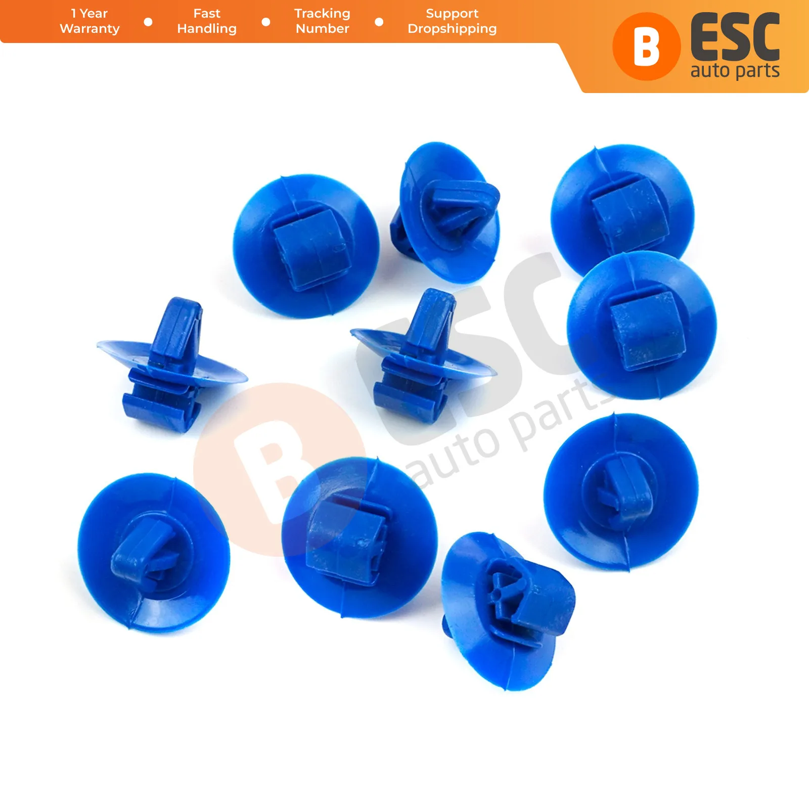 ESC ECF5041 10 Pieces Side Moulding Clip 7703077420 Blue Color For Opel Nissan Iveco Renault