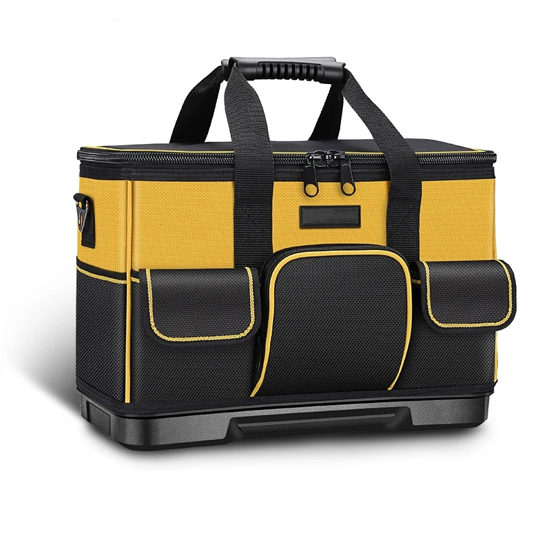 

17-inch Wide Mouth Tool Bag with Water Proof Molded Base，Wide Mouth Tool Tote Bag,Waterproof Tool Organizer Bag