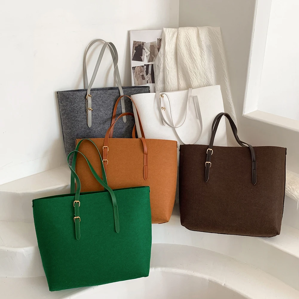 

Women Top-Handle Bags Classic PU Handle Pure Color Handbag Large Capacity Tote Shoulder Bag Luxury Travel Tote Fashionable Decor