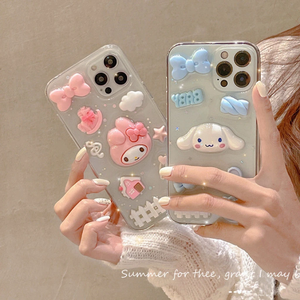 

BanDai Cinnamonroll Cute 3D Cartoon Phone Cases For iPhone 13 12 11 Pro Max Mini XR XS MAX 8 X 7 Y2k Girls Anti-drop Soft Cover