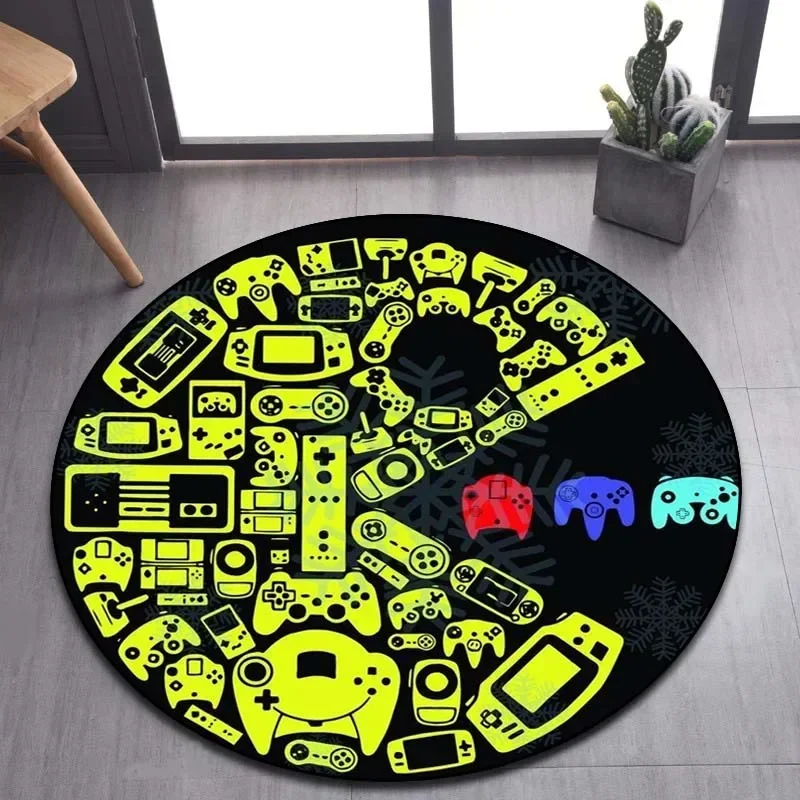 Мультяшный игровой контроллер для геймеров круглый коврик искусственный ковер