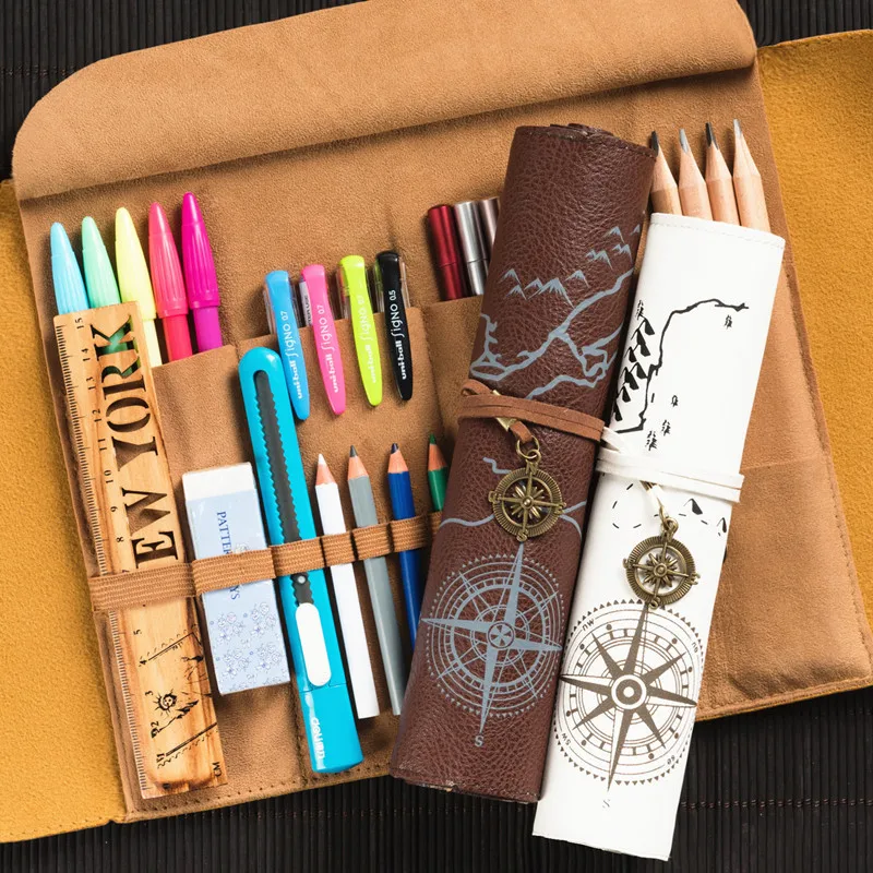 Сумка-карандаш модный корейский канцелярский чехол для ручек винтажный дизайн с
