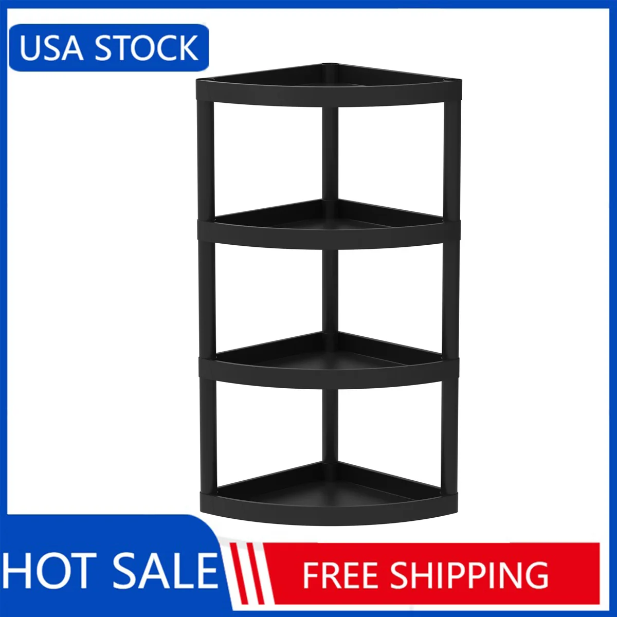 

Hyper Tough 4 Tier Plastic Storage Corner Shelf, 20 lb per Shelf Capacity, Home Organization and Storage ,Black, Adult