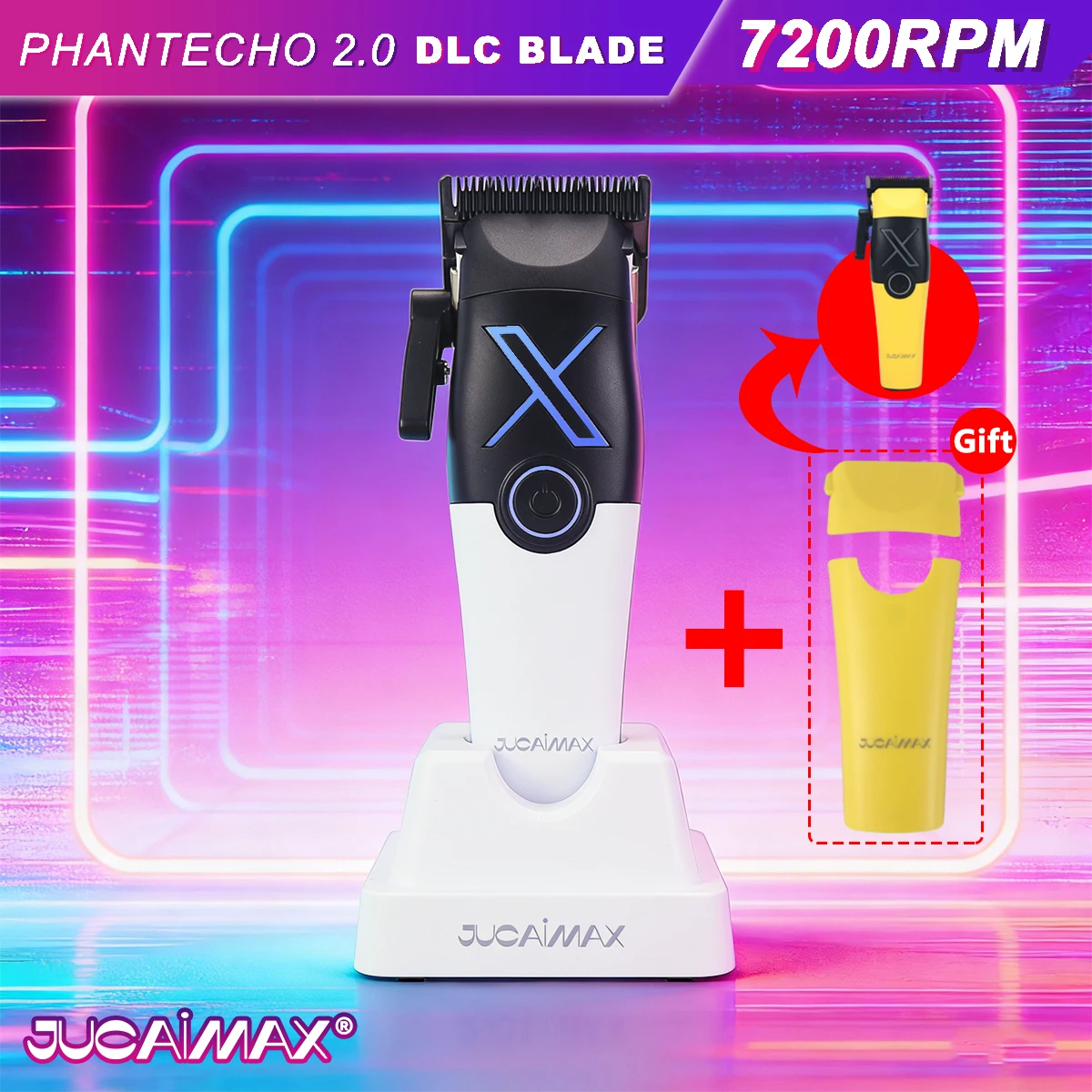 Машинка для стрижки волос JUCAIMAX PHANTECHO2.0 для мужчин, с лезвиями DLC, бесщеточным двигателем и док-станцией, профессиональная машинка для стрижки (art.: 3920da22d44dd) - 3920da22d44dd