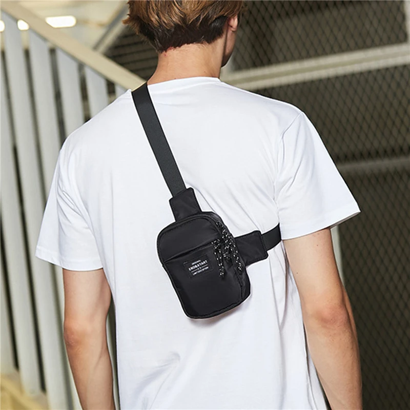 

Oxford Cloth Mobile Phone Bag Solid Color Pouch For Men Men's Chest Bag 2023 Small Fashion Male Crossbody Bags
