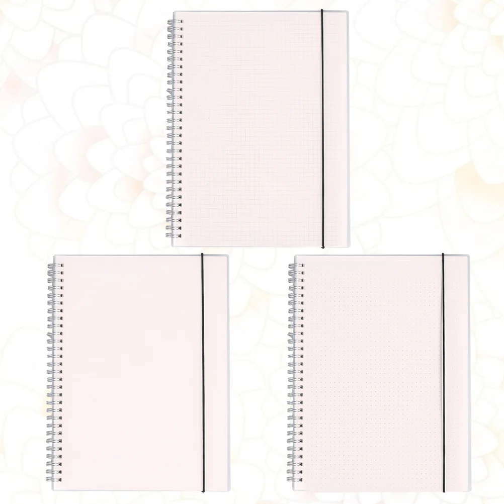 

Memo Notebooks 3pcs, 148x105x1cm Translucent Cover Daily Diary Notepad Notebook Portable Coil Side- spiral Vintage Organizer