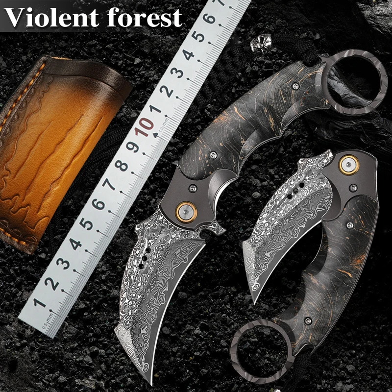 

Damascus Steel Fixed Blade Self-defense CS GO Rescue Folding Claw Knife Outdoor Knife Hunting Knife Survival Tactics EDC tool