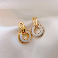south korea fashion classic light luxury high quality 18k gold fritillaria lock earrings gift banquet women jewelry earrings