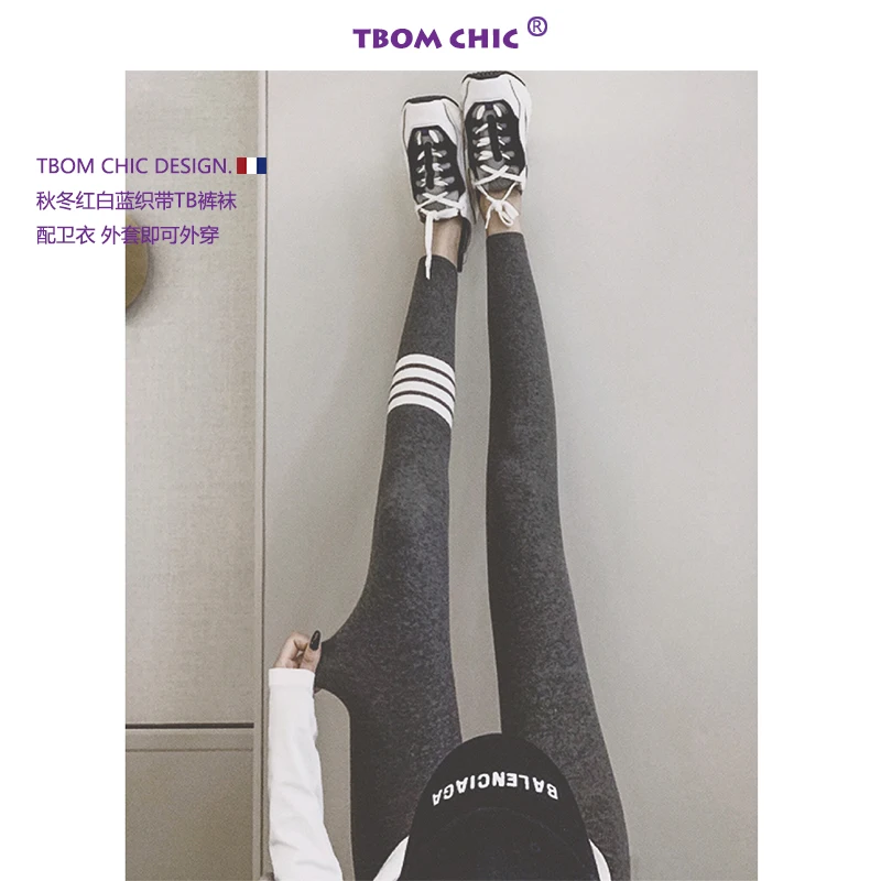TB pantyhose women's autumn and winter TB leggings women wear four bars to show thin knitted elastic slim fit