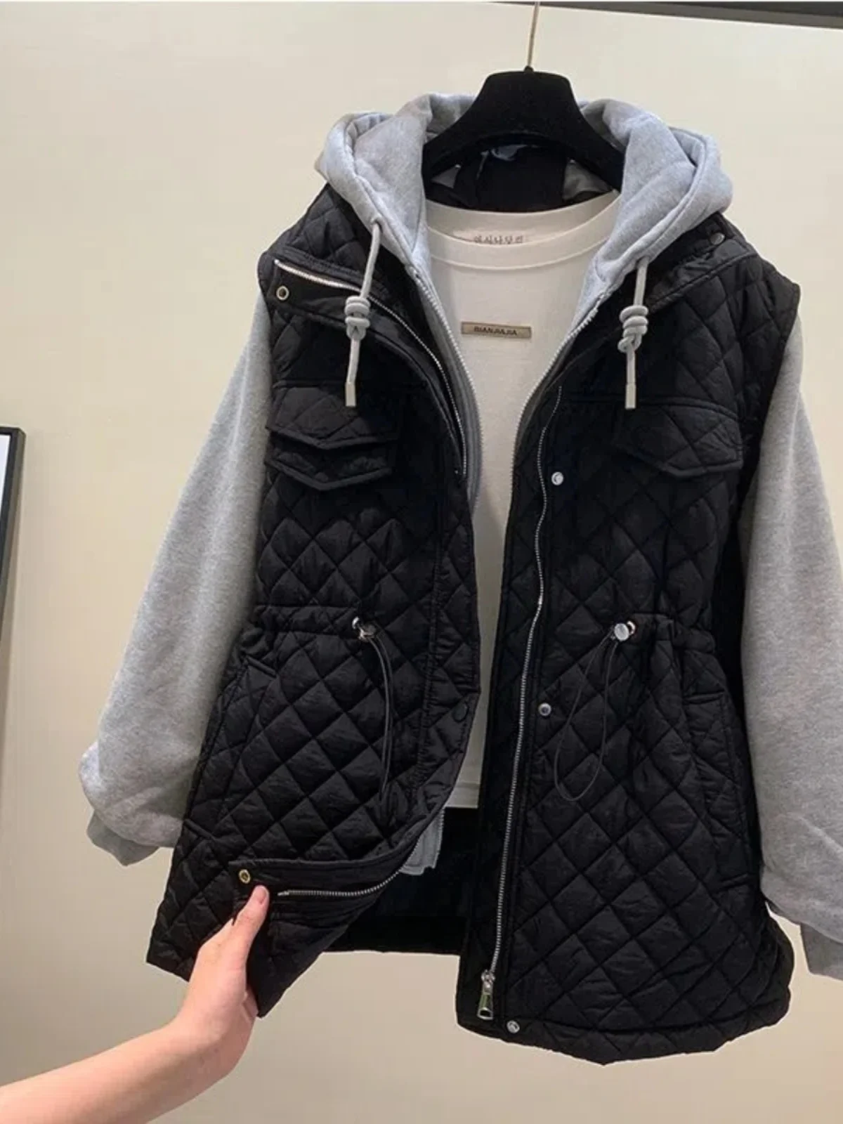 Поддельный пуховик из двух предметов одежда с хлопковой подкладкой женская зима