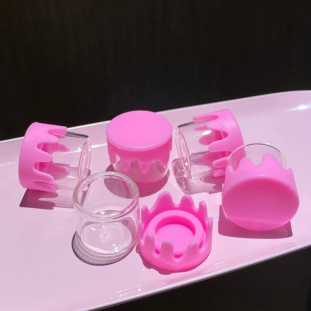 

5PCS Pink Glass Jar kawayi Nail Foil Glitter Storage Case Lipstick Cream Box Girly Gift Christmas Gifts New Year Gifts