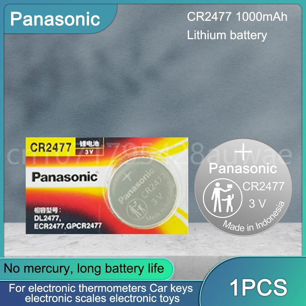 

Panasonic CR2477 1000mAh Lithium Battery EB-CR2477 CR2477T 3V for Watch Brake Light Instrumentation Car Key Button Battery