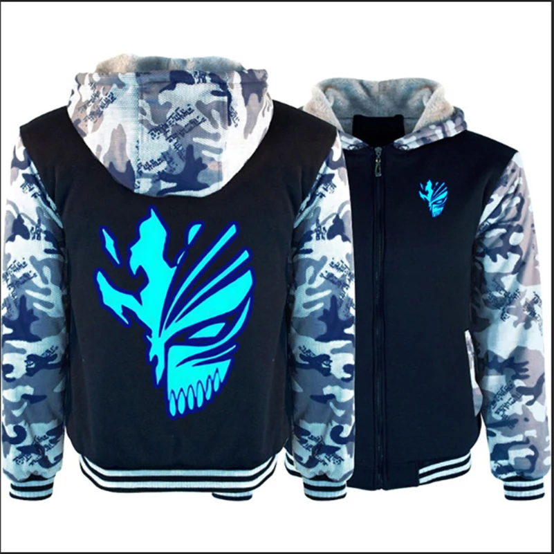 Unisex Zipper Jackets BLEACH Men Hooded Hoody Long Sleeve Zip Pullover Large Size Sweatshirt Y2k Sweatshirts Fleece Hoodies