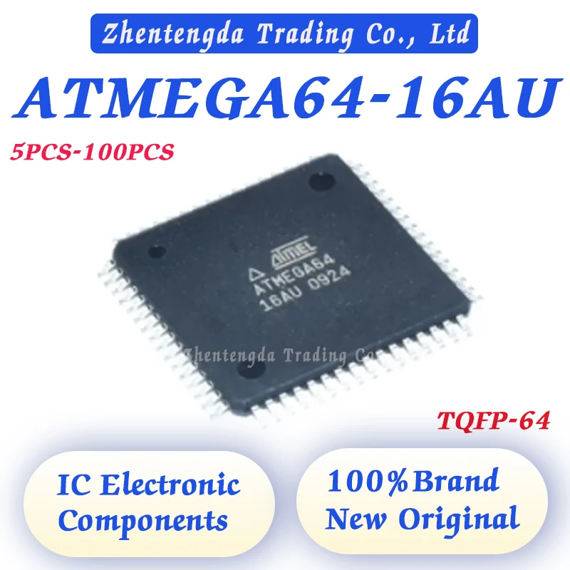 

5PCS-100PCS ATMEGA64-16AU ATMEGA64-16 ATMEGA64 ATMEGA 64-16AU ATMEGA-TQFP IC MCU 8BIT 64KB FLASH 64TQFP