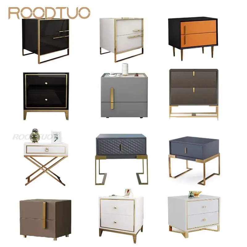 

Light Luxury Bedroom Furniture Double Drawer Nightstand Solid Wood Bedside Table Bedroom Furniture Small Cabinet