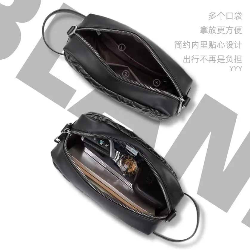 Мужская сумка-клатч из высококачественной кожи женская черная с бриллиантами