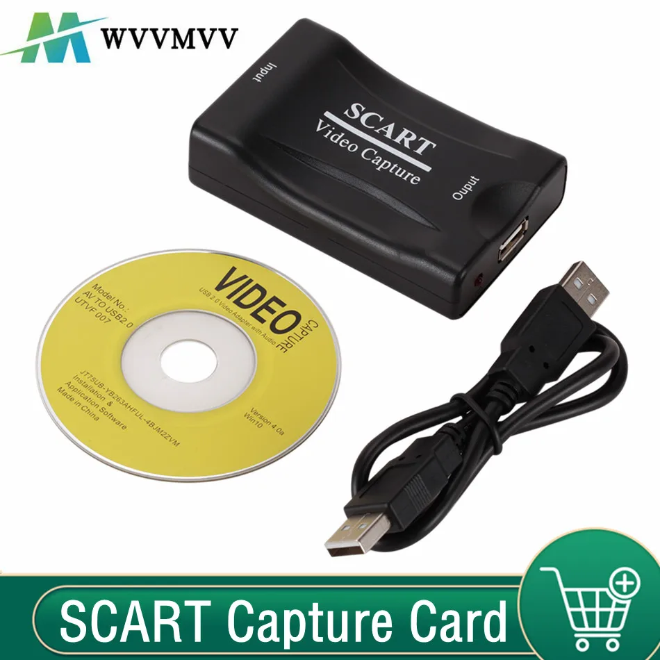 

WVVMVV 1080P USB 2.0 SCART Video Capture Card Accessories Grabber DVD Recording Record Box for Live Streaming Plug And Play Home