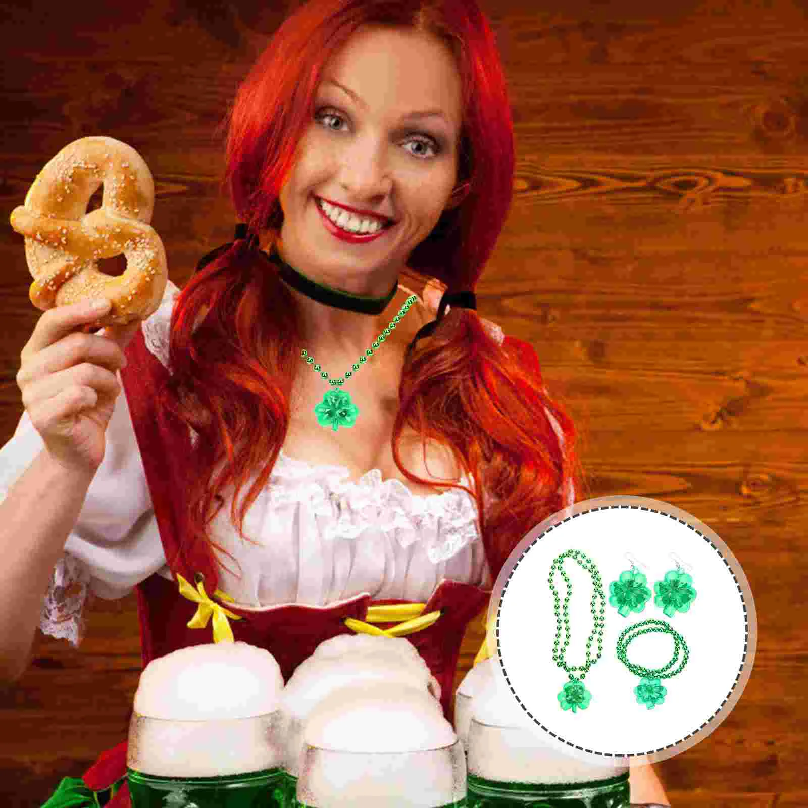 

Necklace Day St S Patrick Shamrock Patricks Festive Bracelet Up Costume Leprechaun Gifts Green Decor Women Leaf Costumes