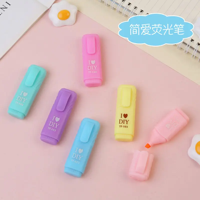 

Children's marker pen cartoon creative cute stationery candy styling pen key mark color pen mini pastel highlighter set