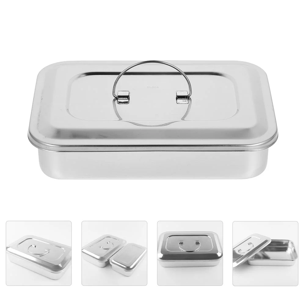 

Nail Box Tray Instrument Metal Clippers Implement Organizer Manicure Steel Plate Trays Instruments Container Lid Cleanser