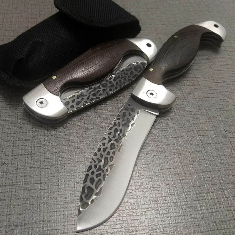 Дамасский Карманный складной инструмент 8cr15mov с деревянной ручкой для улицы ножи