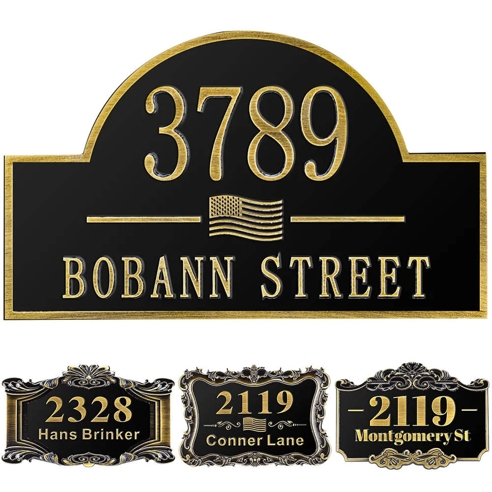 

Customized Vintage Address Plaque House Number Outdoor Street Name Door Sign Plates For Home Mailbox Hotel Apartment Office