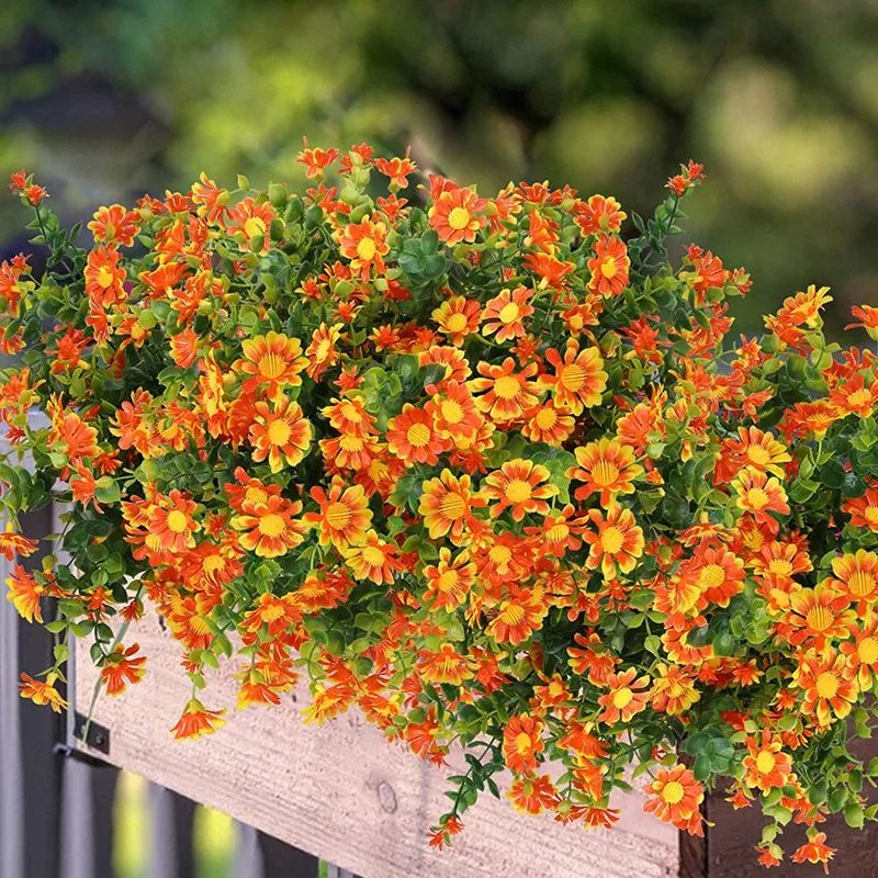 Promotion! 6 Pack Artificial Flowers For Outdoors Winter Color Resistant Boxwood Shrubs With Flower Fake Hanging Plants Greenery |